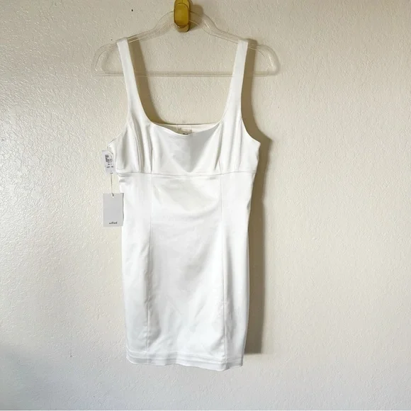 Aritzia Cream Square Neck Fitted Mini Dress - Picture 3 of 13